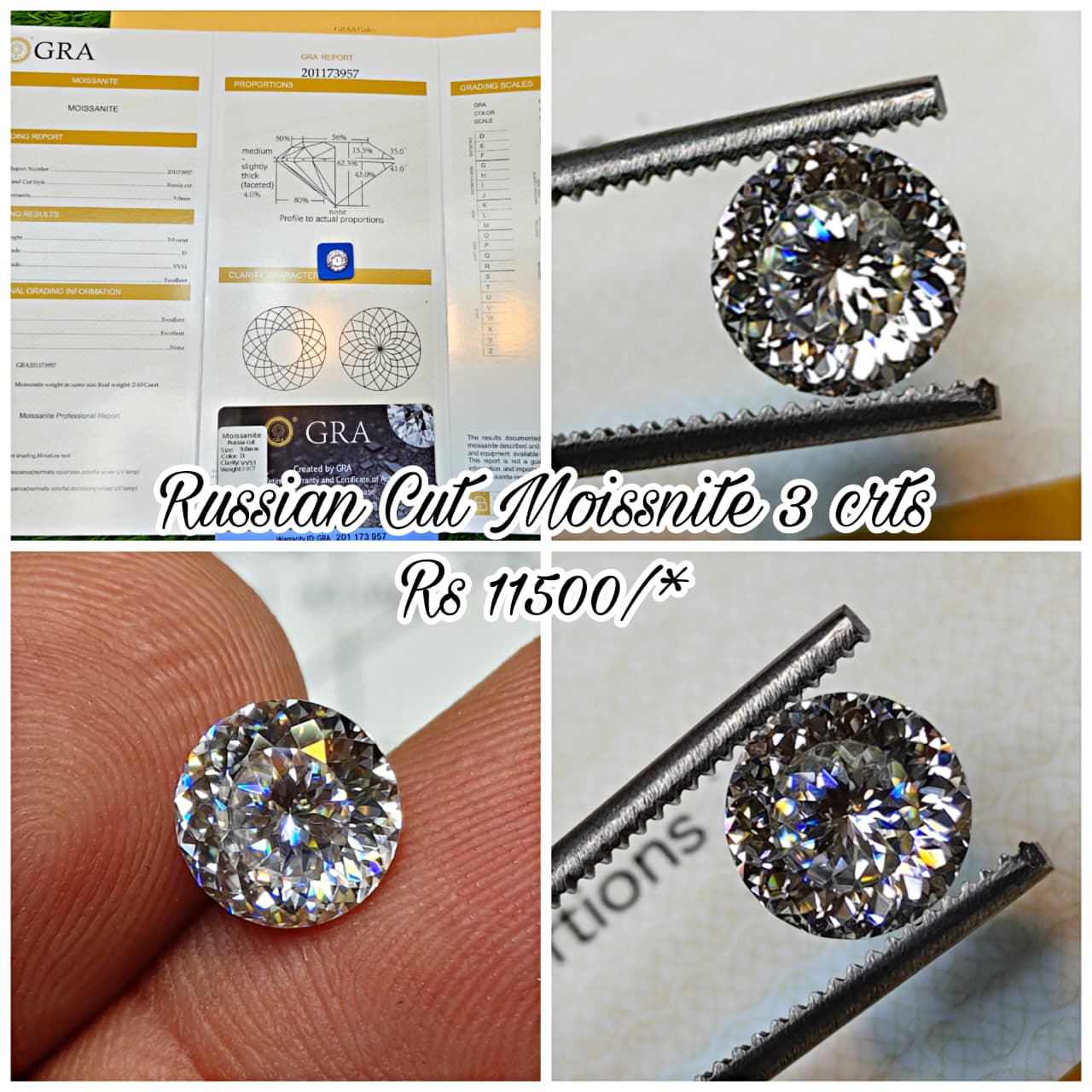Russain Cut Moissanite With Gra Lab Certificate