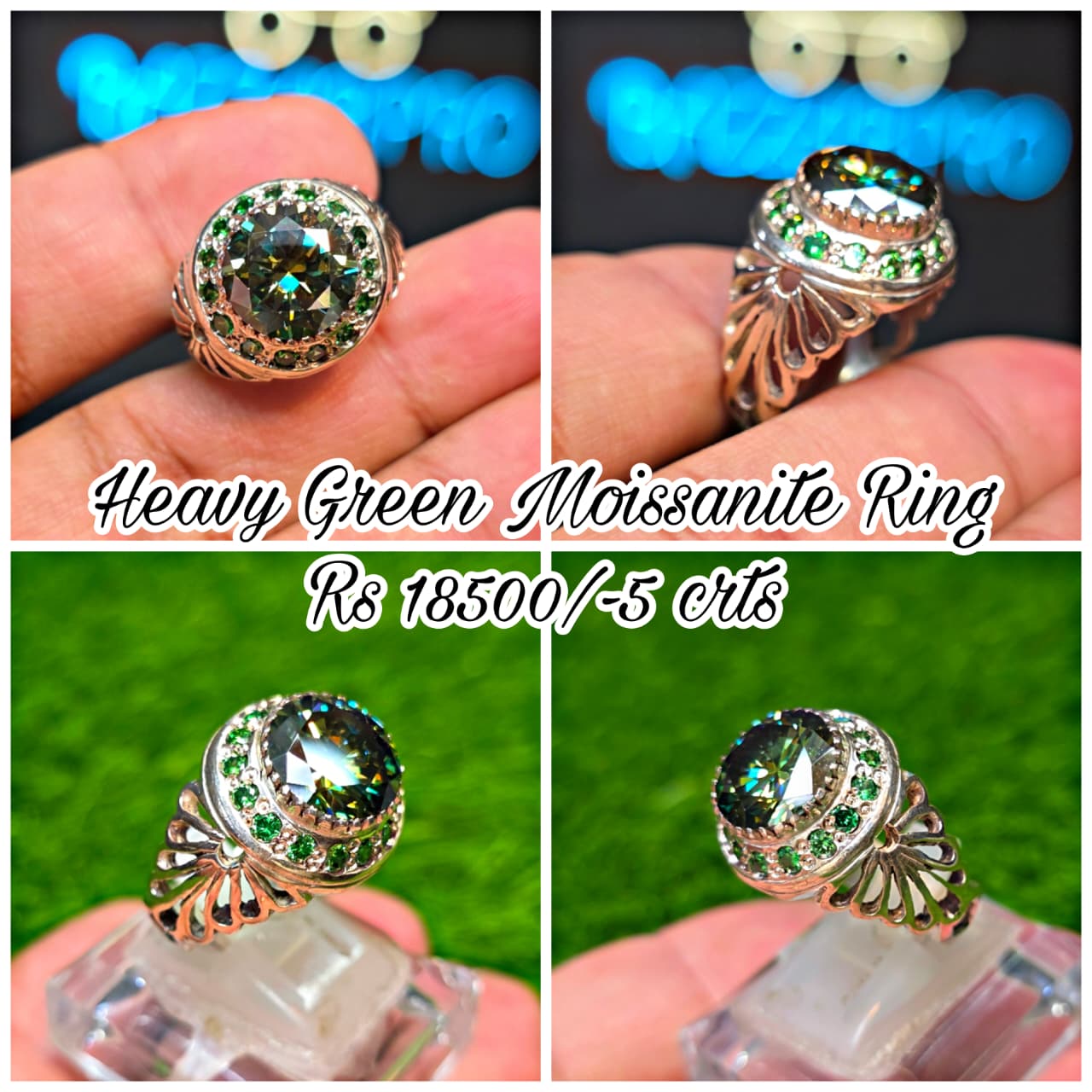 Premium Quality Green Moissanite Ring