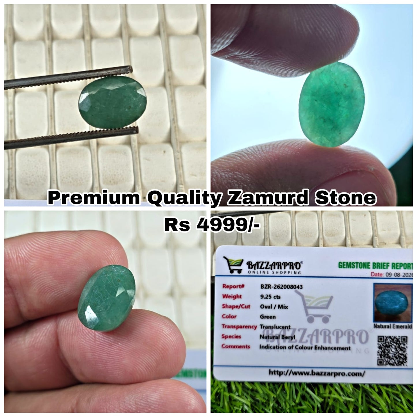 Premium Quality Zamurd Stone With Lab Certificate