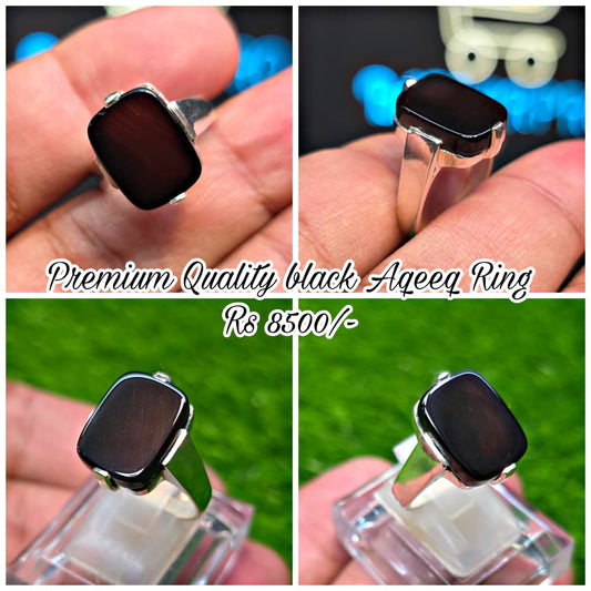 Premium Quality Black Aqeeq Ring
