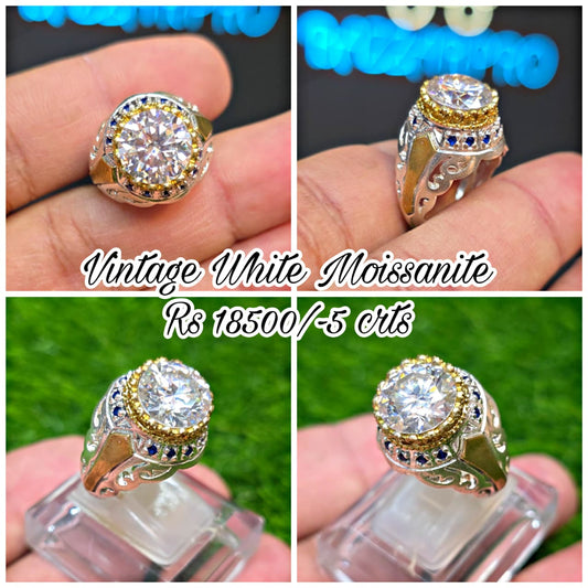 Premium Quality Vintage Style White Moissanite Ring