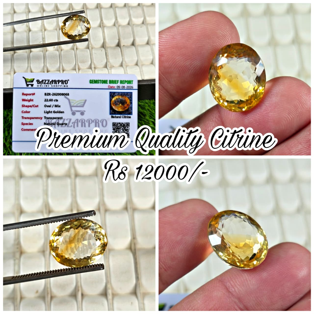 Premium Quality Citrine Stone With Lab Certificate