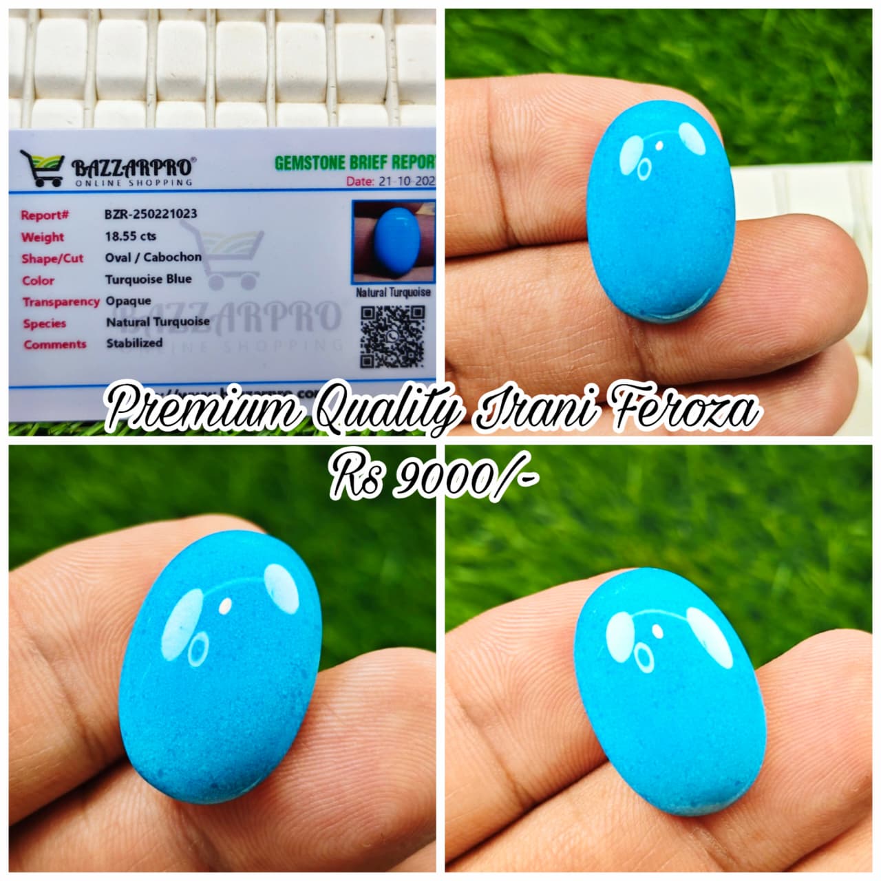 Premium Quality Irani Feroza With Lab Certificate