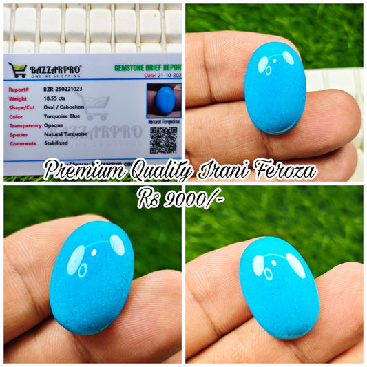 Premium Quality Irani Feroza With Lab Certificate