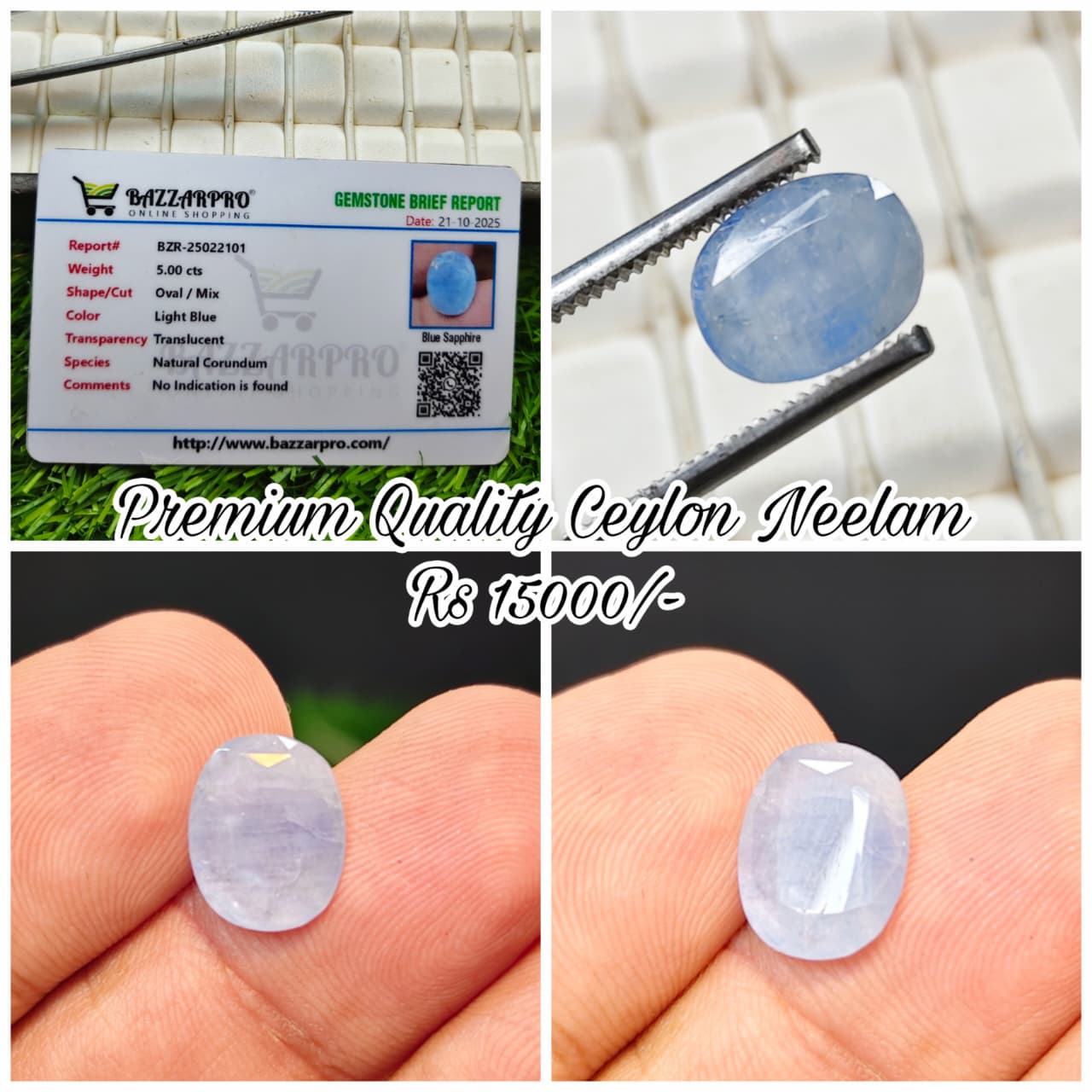 Premium Quality Ceylon Neelam With Lab Certificate