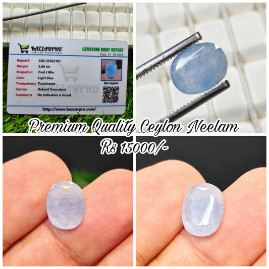 Premium Quality Ceylon Neelam With Lab Certificate