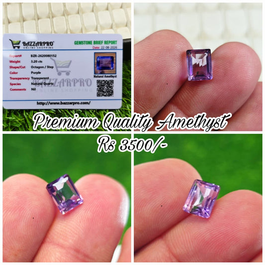 Natural Amethyst Stone With Lab Certificate