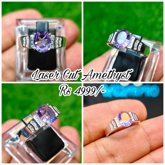 Laser Cut Amethyst Ring