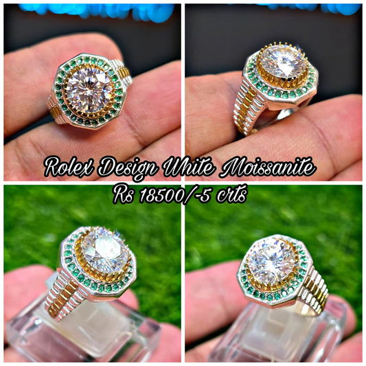 Premium Quality Rolex Style White Moissanite Ring