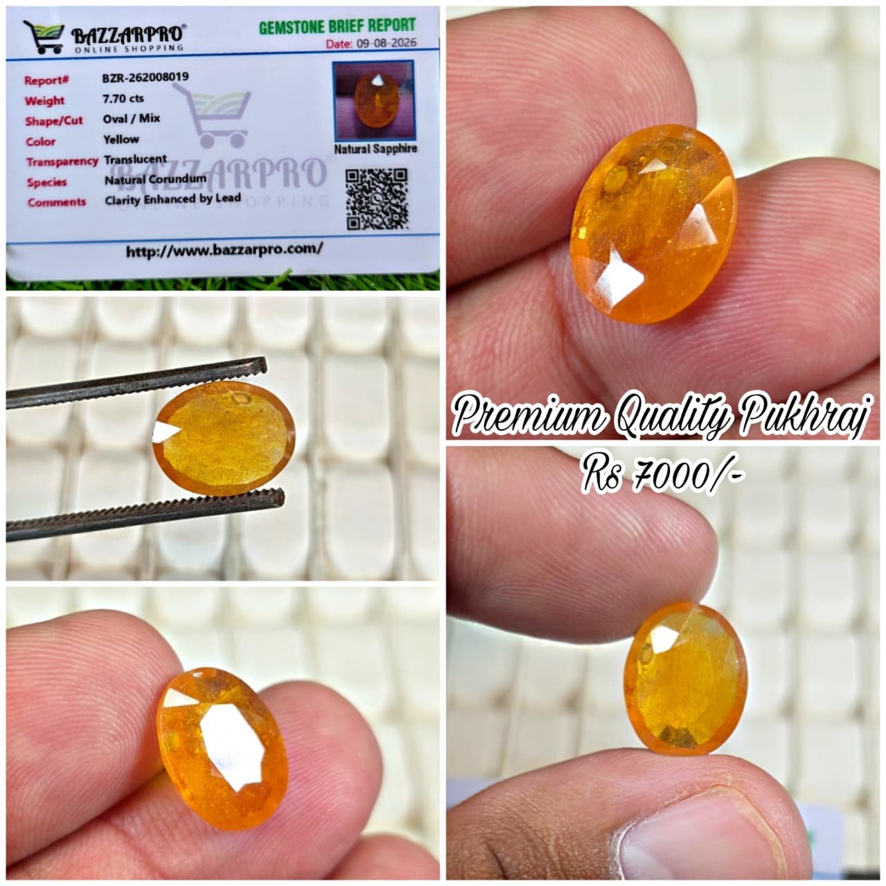 Premium Quality Pukhraj Stone With Lab Certificate