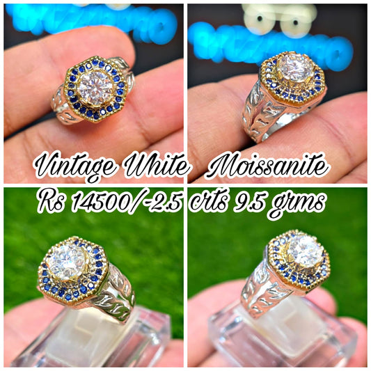 Premium Quality Vintage Style White Moissanite Ring