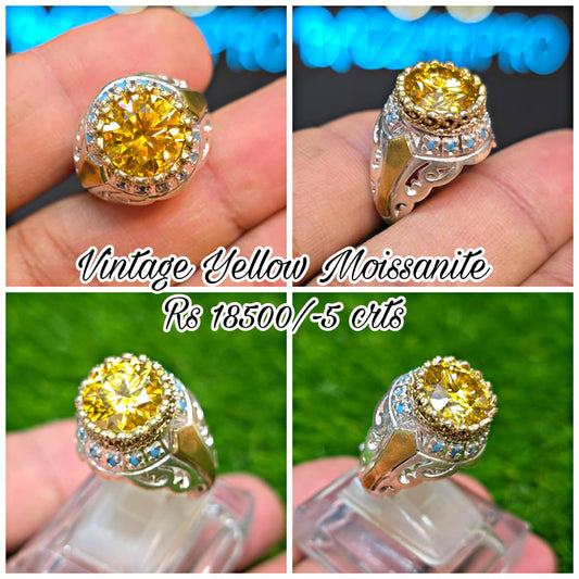 Premium Quality Vintage Style Yellow Moissanite Ring