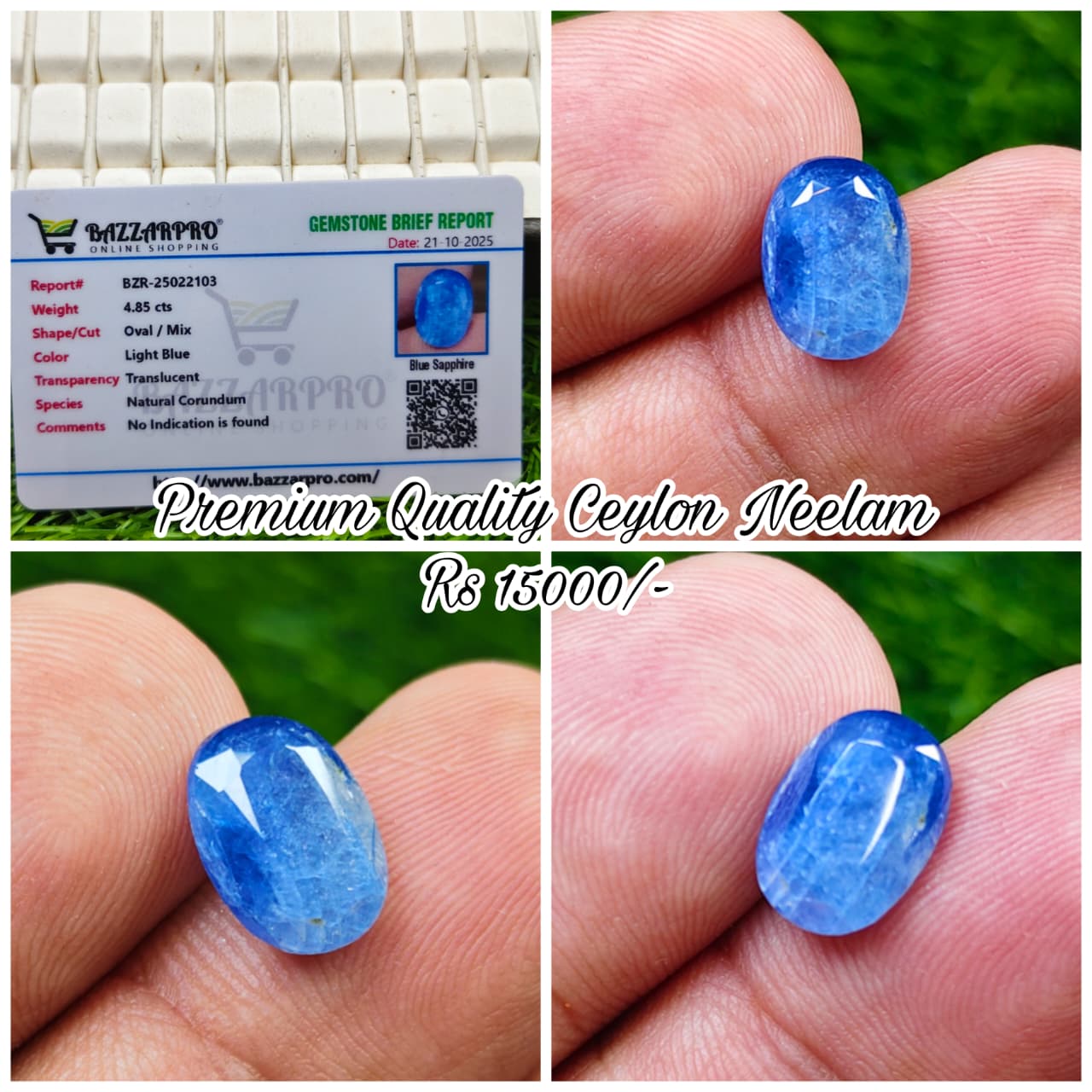 Premium Quality Ceylon Neelam With Lab Certificate