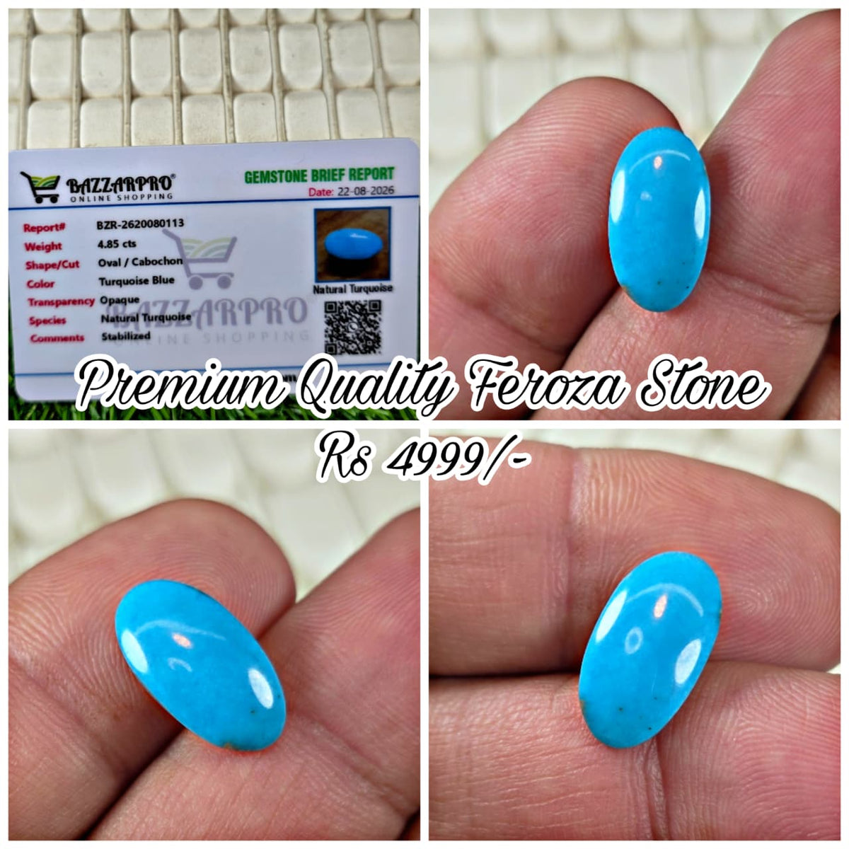 Natural Feroza Stone With Lab Certificate
