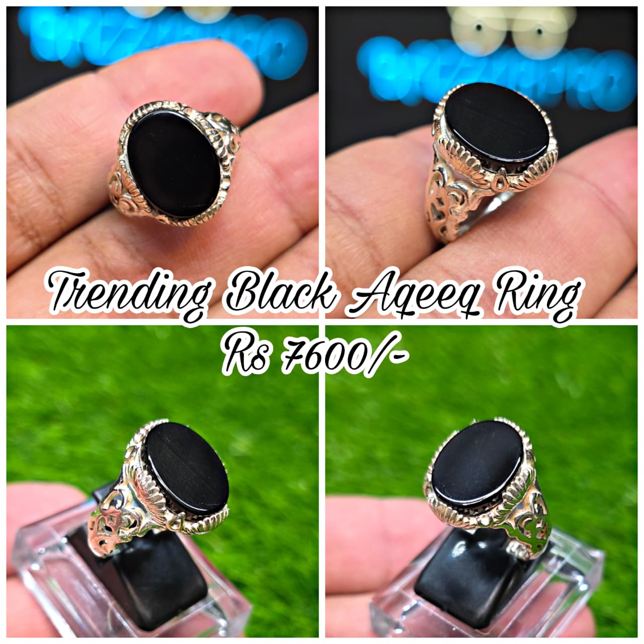 Premium Quality Black Aqeeq Ring