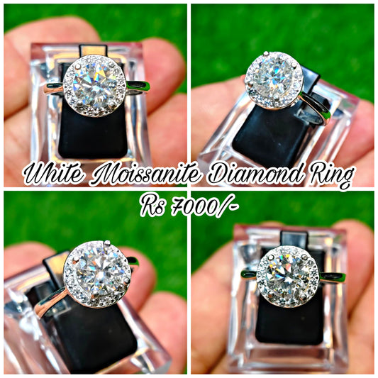 White Moissanite Diamond Ring