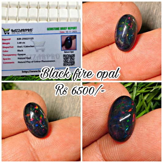Black Fire Opal With Lab Certificate