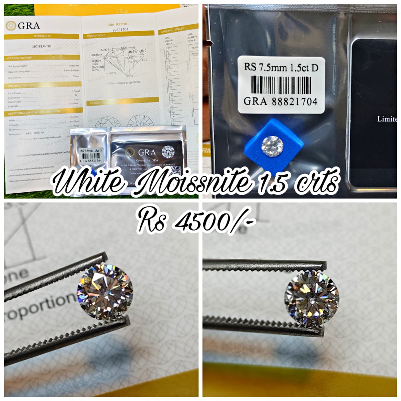 White Moissanite With Gra Lab Certificate