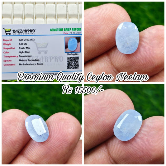 Premium Quality Ceylon Neelam With Lab Certificate