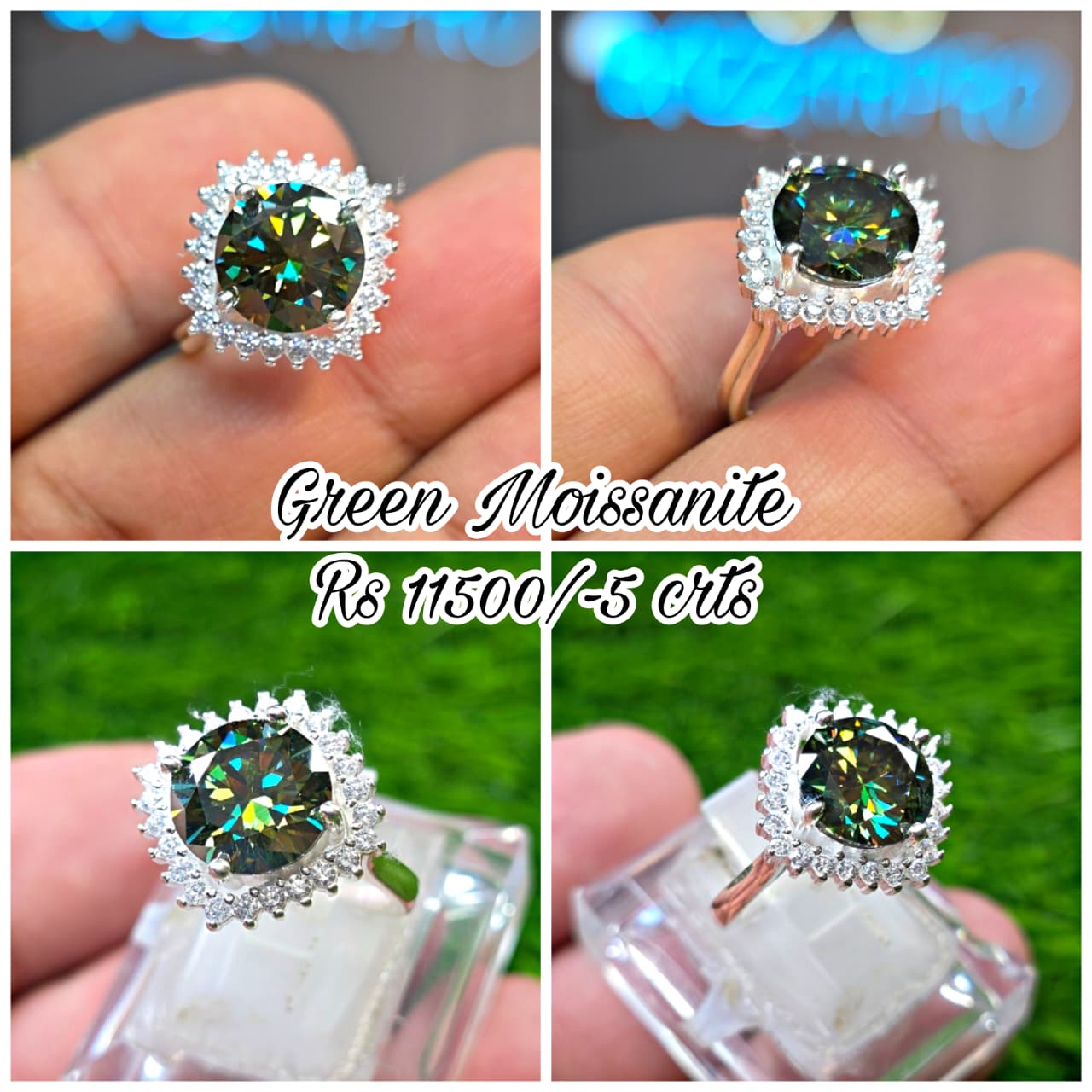 Premium Quality Green Moissanite Ring (Ladies)