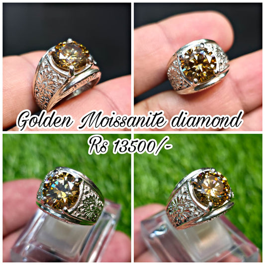 Premium Quality Golden Moissanite Diamond Ring