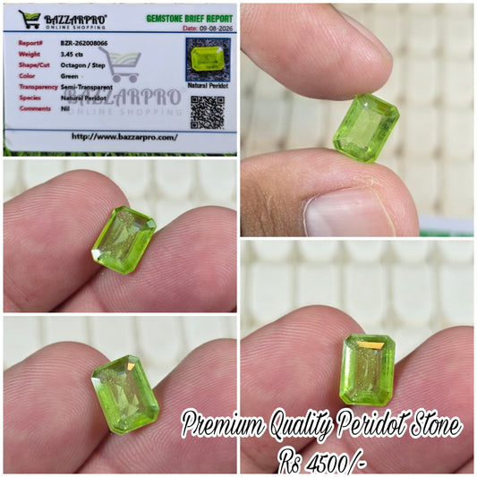 Premium Quality Peridot Stone With Lab Certificate
