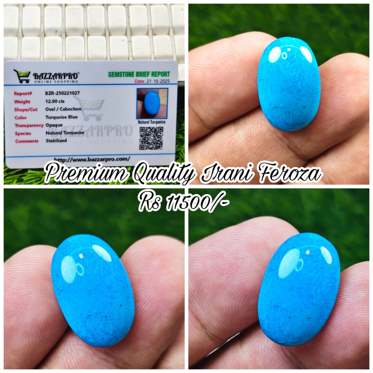 Premium Quality Irani Feroza With Lab Certificate