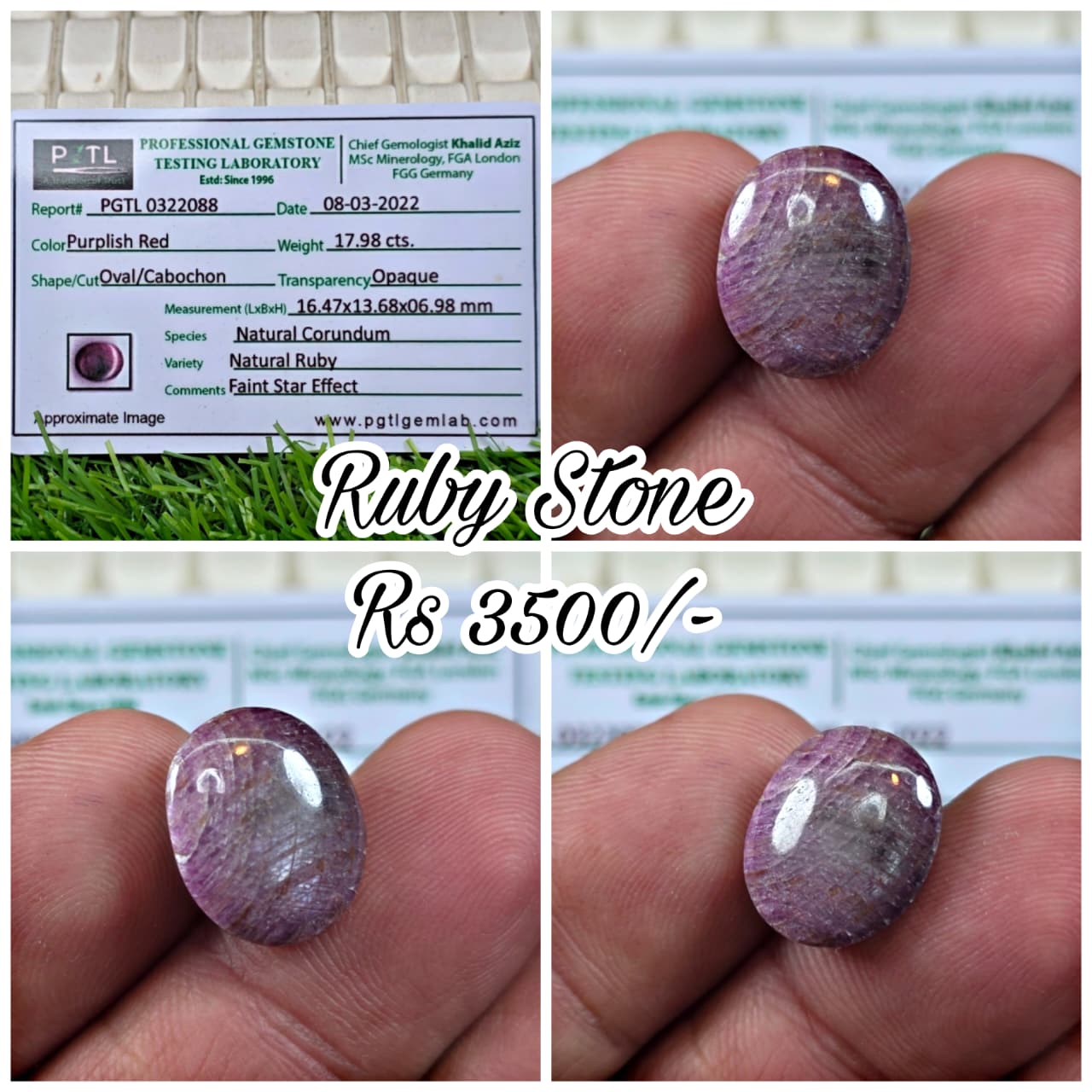 Natural Ruby Stone With Lab Certificate