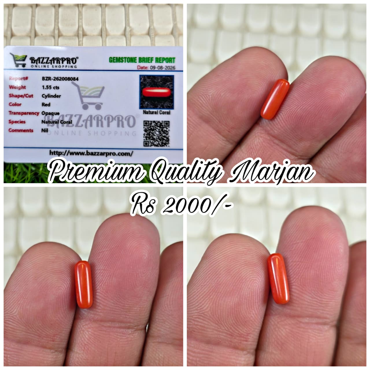 Premium Quality Marjan Stone With Lab Certificate
