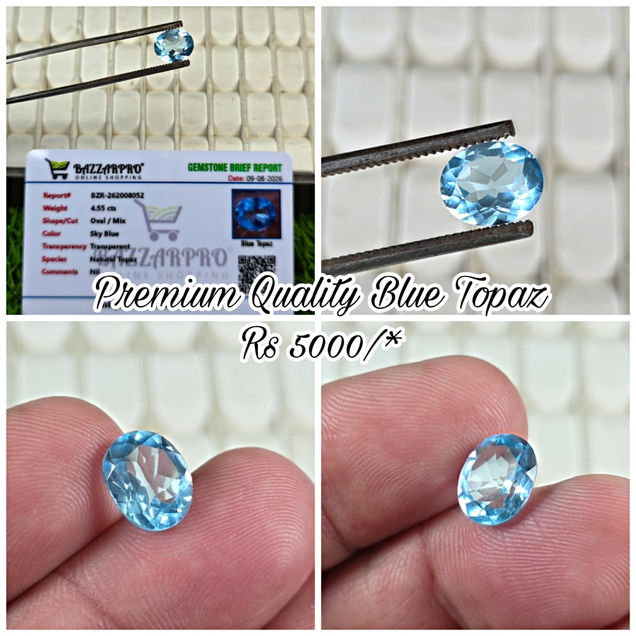 Premium Quality Topaz Stone With Lab Certificate