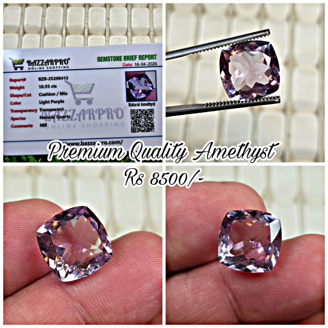 Natural Amethyst Stone With Lab Certificate