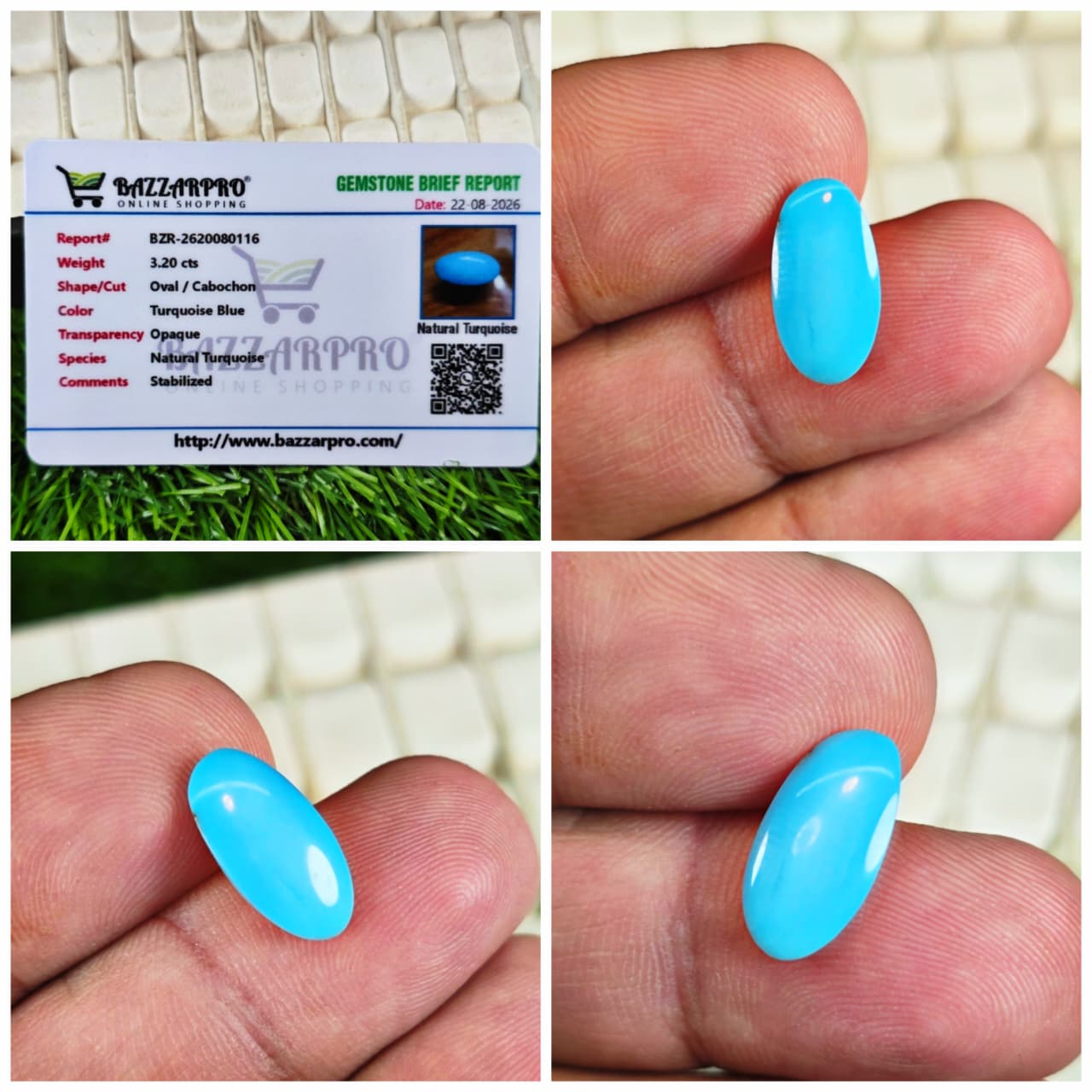 Natural Feroza Stone With Lab Certificate