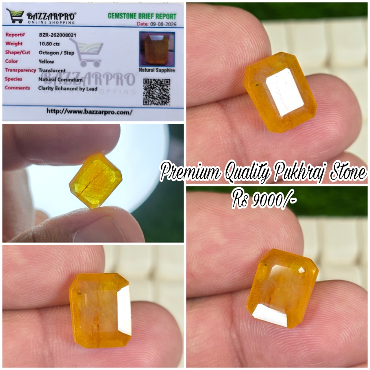 Premium Quality Pukhraj Stone With Lab Certificate