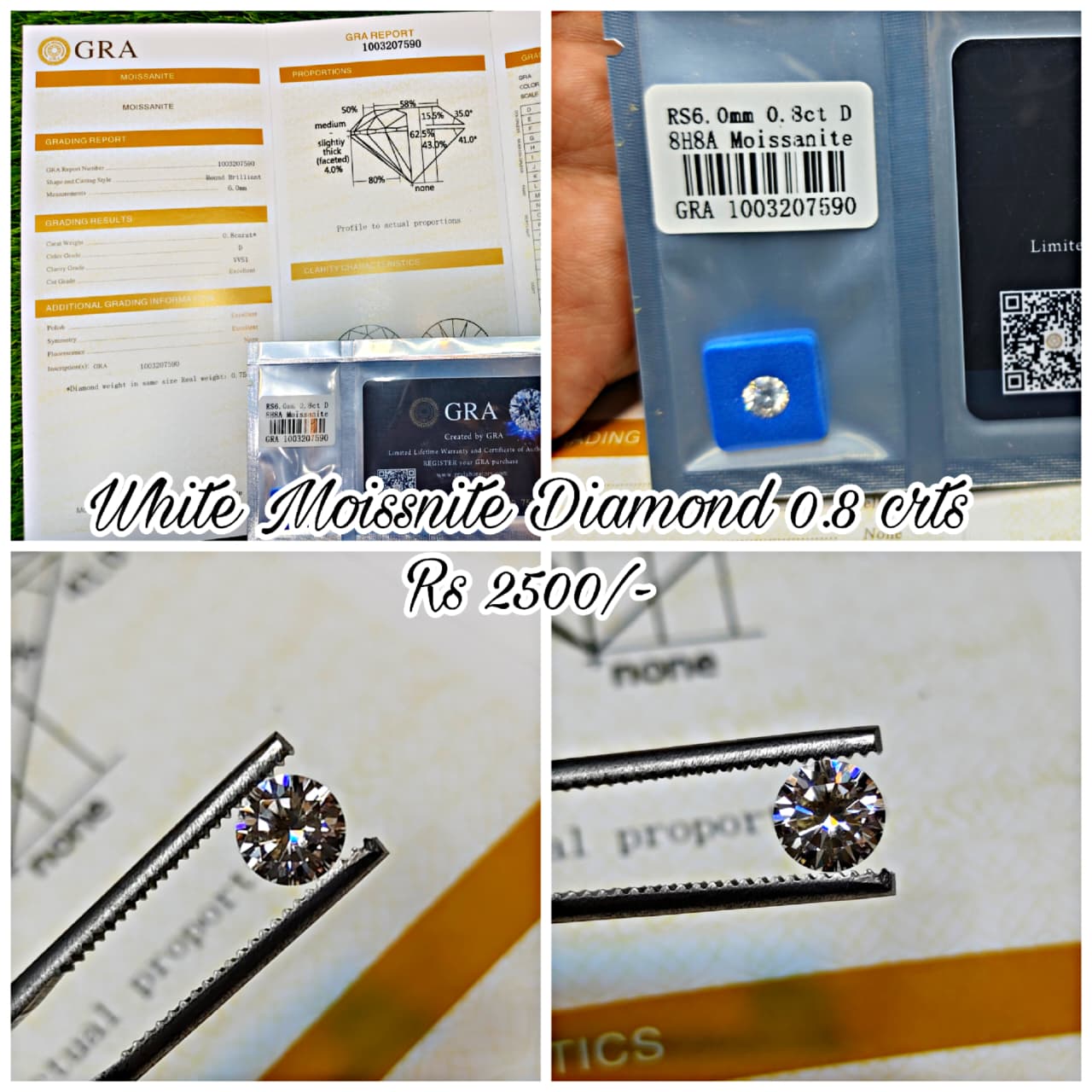 White Moissanite With Gra Lab Certificate