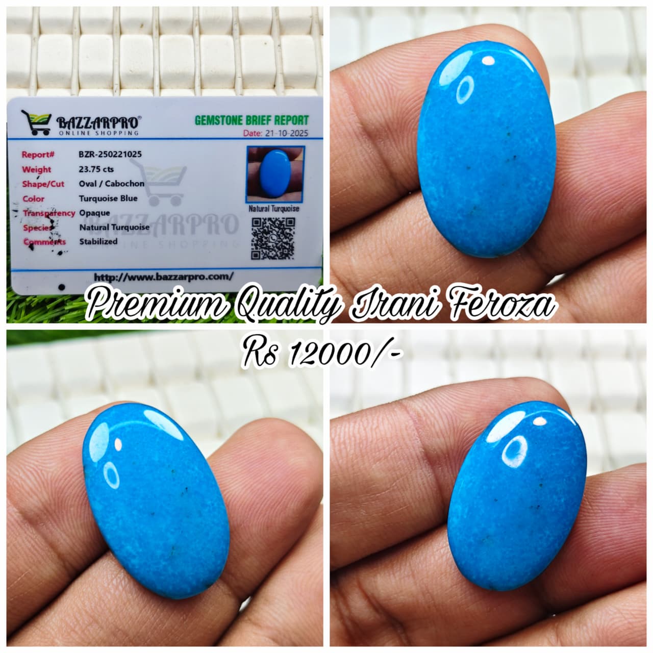 Premium Quality Irani Feroza With Lab Certificate