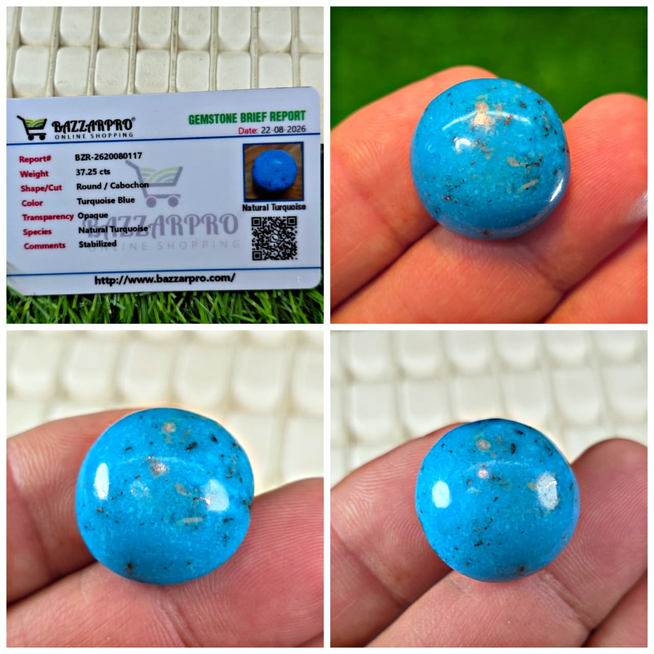 Natural Feroza Stone With Lab Certificate