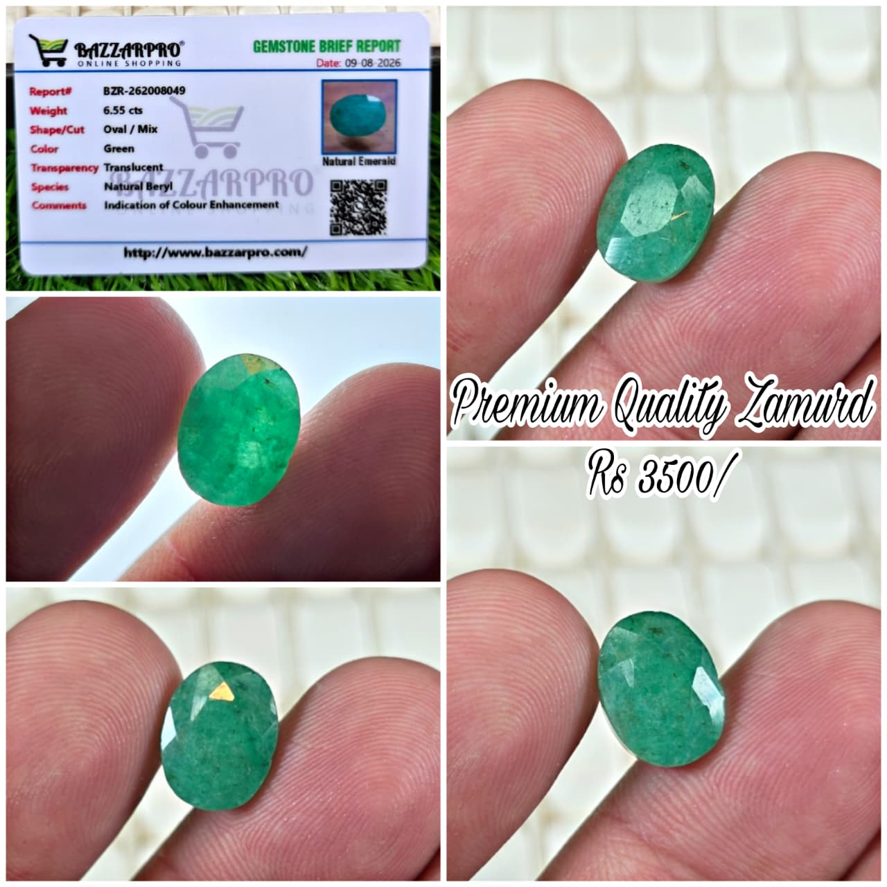 Premium Quality Zamurd Stone With Lab Certificate