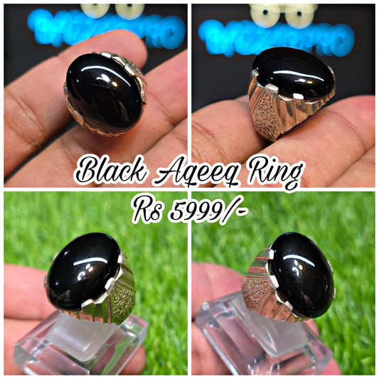 Premium Quality Black Aqeeq Ring
