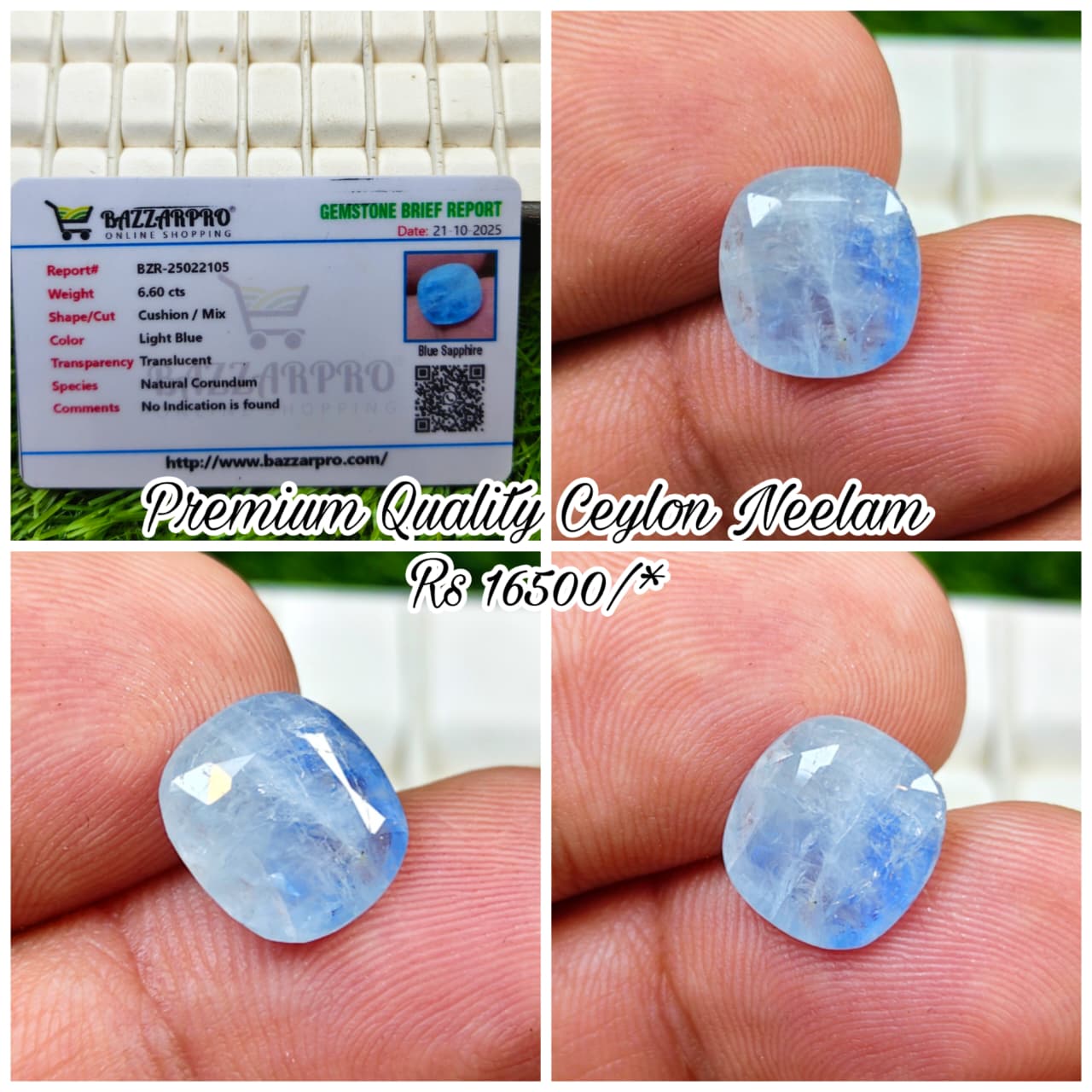 Premium Quality Ceylon Neelam With Lab Certificate