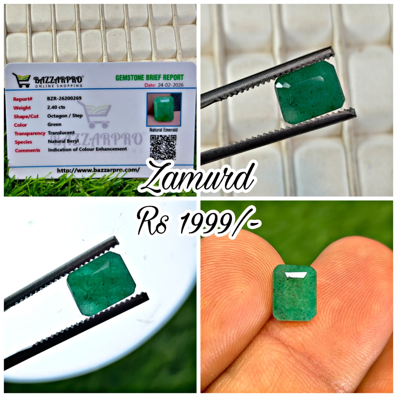 Premium Quality Zambian Zamurd With Lab Certifice
