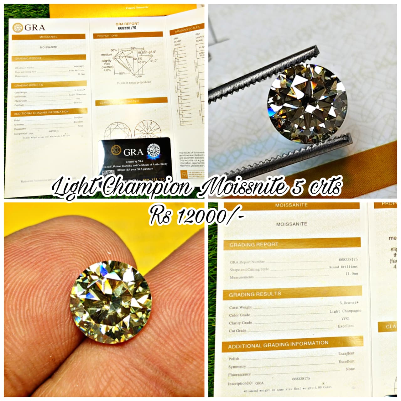 Light Champion Moissanite With Gra Lab Certificate