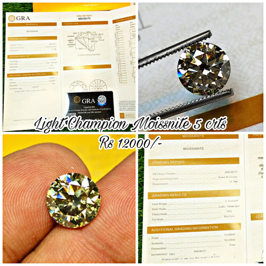 Light Champion Moissanite With Gra Lab Certificate