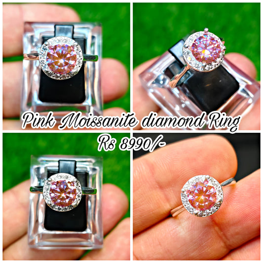 Pink Moissanite Diamond Ring