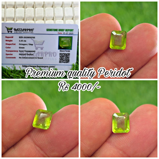 Natural Peridot Stone With Lab Certificate