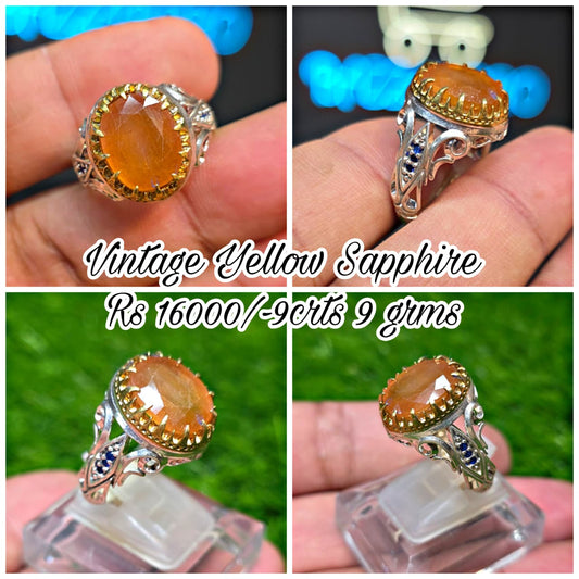 Premium Quality Vintage Style Yellow Sapphire Ring