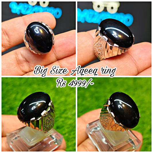 Premium Quality Black Aqeeq Ring