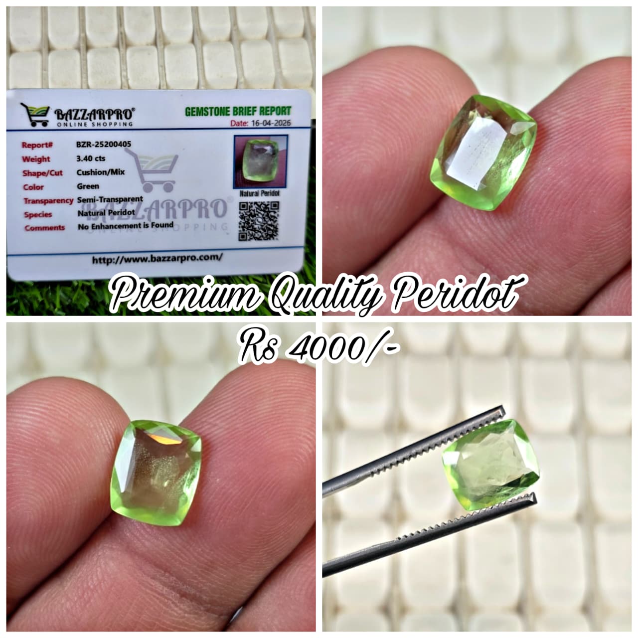 Natural Peridot Stone With Lab Certificate