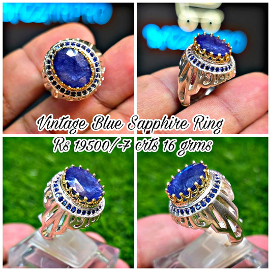 Premium Quality Vintage Style Blue Sapphire Ring