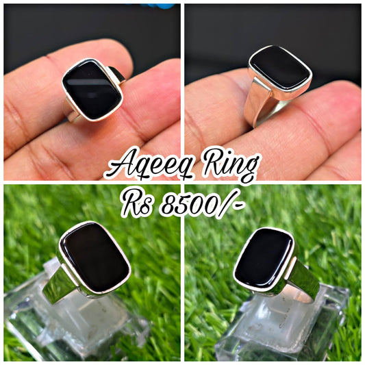 Premium Quality Black Aqeeq Ring