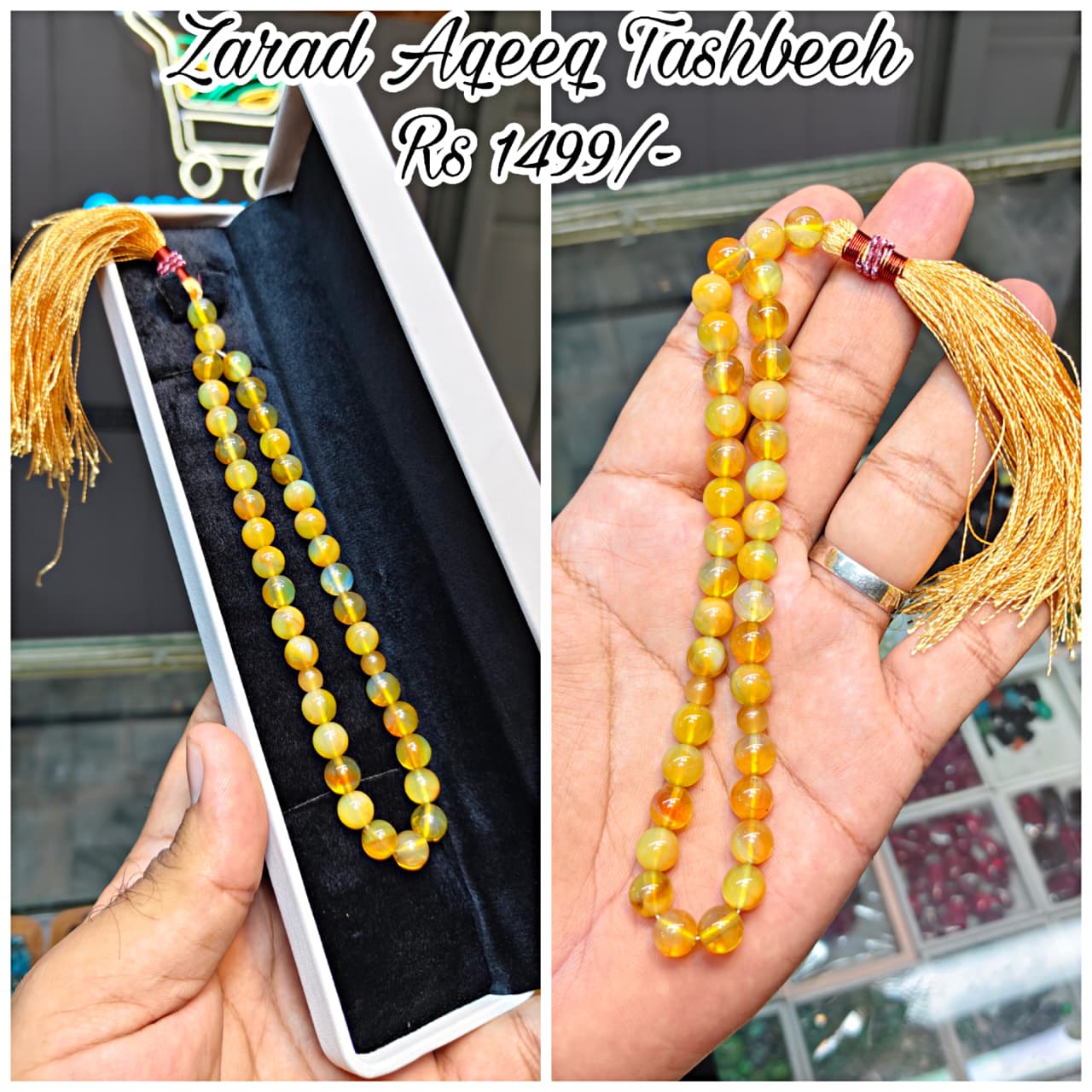 Zarad Aqeeq Tasbeeh (Original Stone)